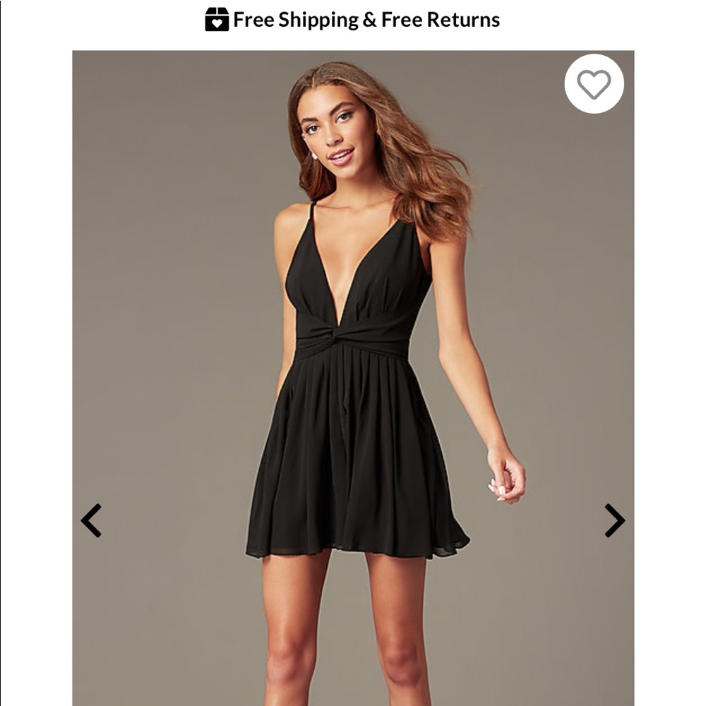 Plunging-V-Neck Black Homecoming Dress